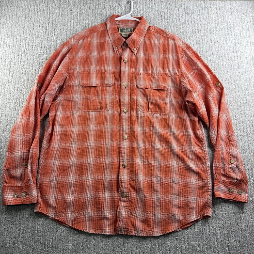 Duluth Trading Co Long Sleeve Plaid Shirt Men's Size Large Roll Up Sleeves